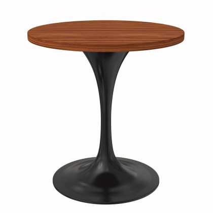 LeisureMod - Verve Modern 27" Round Dining Table with MDF Top and Black Steel Pedestal Base