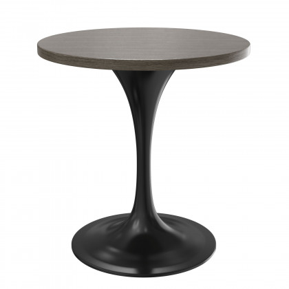 LeisureMod - Verve Modern 27" Round Dining Table with MDF Top and Black Steel Pedestal Base