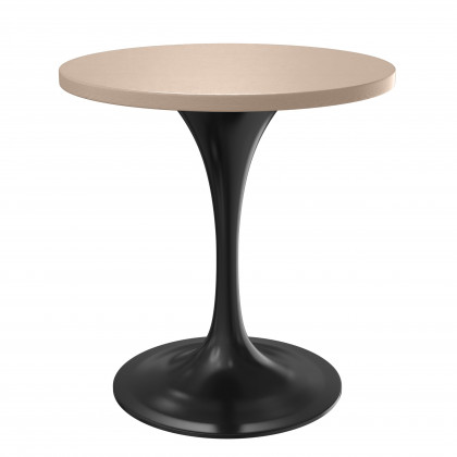 LeisureMod - Verve Modern 27" Round Dining Table with MDF Top and Black Steel Pedestal Base