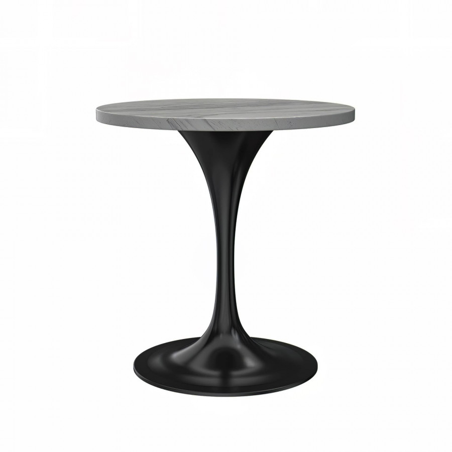 LeisureMod - Verve Modern 27" Round Dining Table with Resin Top and Black Pedestal Base