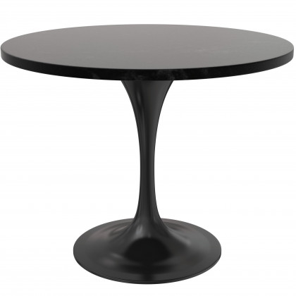 LeisureMod - Verve Modern 27" Round Dining Table with MDF Top and Black Steel Pedestal Base