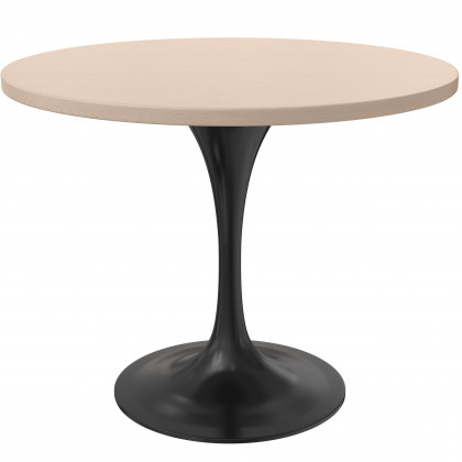 LeisureMod - Verve Modern 27" Round Dining Table with MDF Top and Black Steel Pedestal Base
