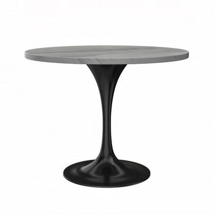 LeisureMod - Verve Modern 27" Round Dining Table with Resin Top and Black Pedestal Base