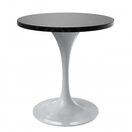 LeisureMod - Verve Modern Round Dining Table with 27" MDF Tabletop and White Steel Pedestal Base
