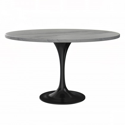LeisureMod - Verve Modern 27" Round Dining Table with Resin Top and Black Pedestal Base