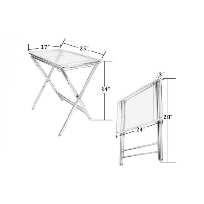 LeisureMod Victorian Foldable End Side Table Tray - Clear