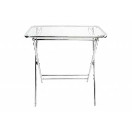 LeisureMod Victorian Foldable End Side Table Tray - Clear