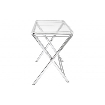 LeisureMod Victorian Foldable End Side Table Tray - Clear