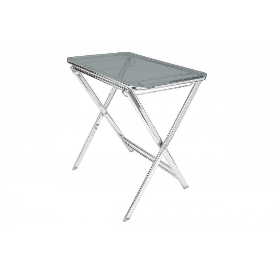 LeisureMod Victorian Foldable End Side Table Tray - Transparent Black