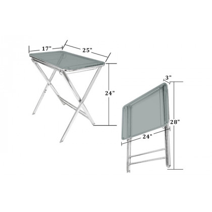 LeisureMod Victorian Foldable End Side Table Tray - Transparent Black