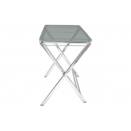 LeisureMod Victorian Foldable End Side Table Tray - Transparent Black