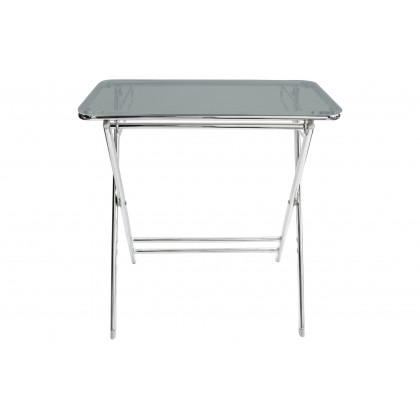 LeisureMod Victorian Foldable End Side Table Tray - Transparent Black