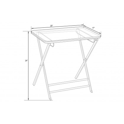 LeisureMod Victorian Foldable End Side Table Tray - Transparent Black