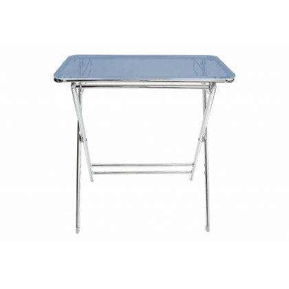 LeisureMod Victorian Foldable End Side Table Tray - Transparent Blue