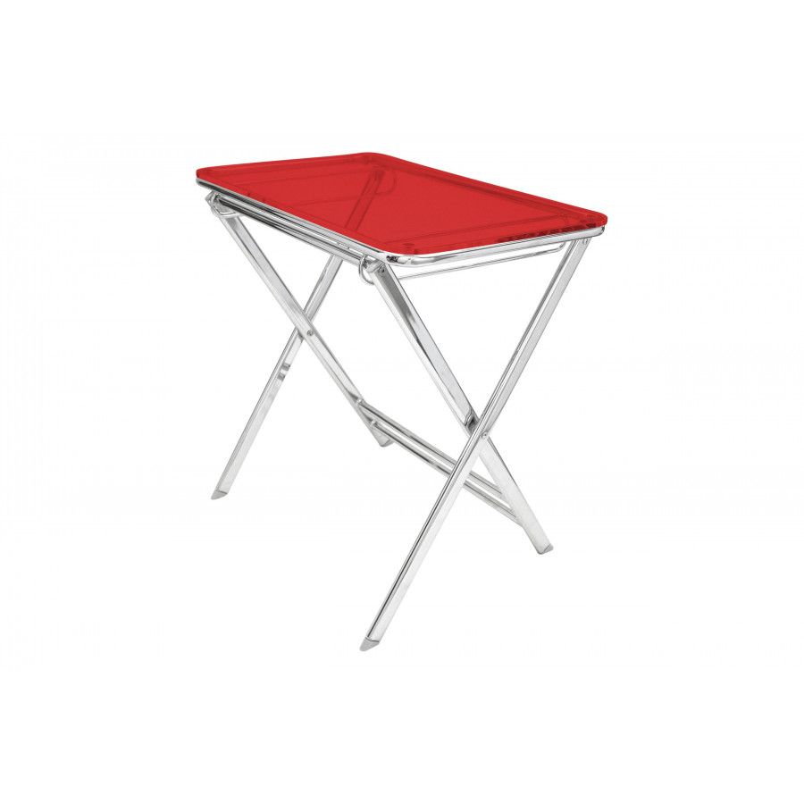 LeisureMod Victorian Foldable End Side Table Tray - Transparent Red