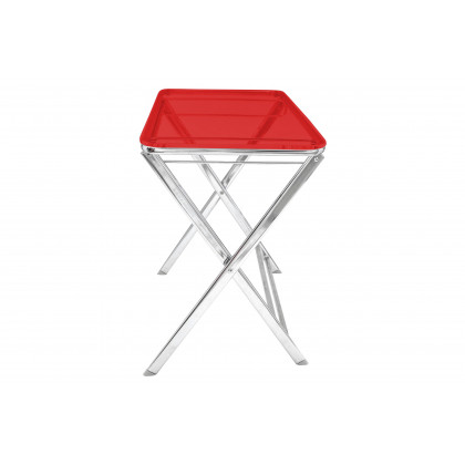 LeisureMod Victorian Foldable End Side Table Tray - Transparent Red