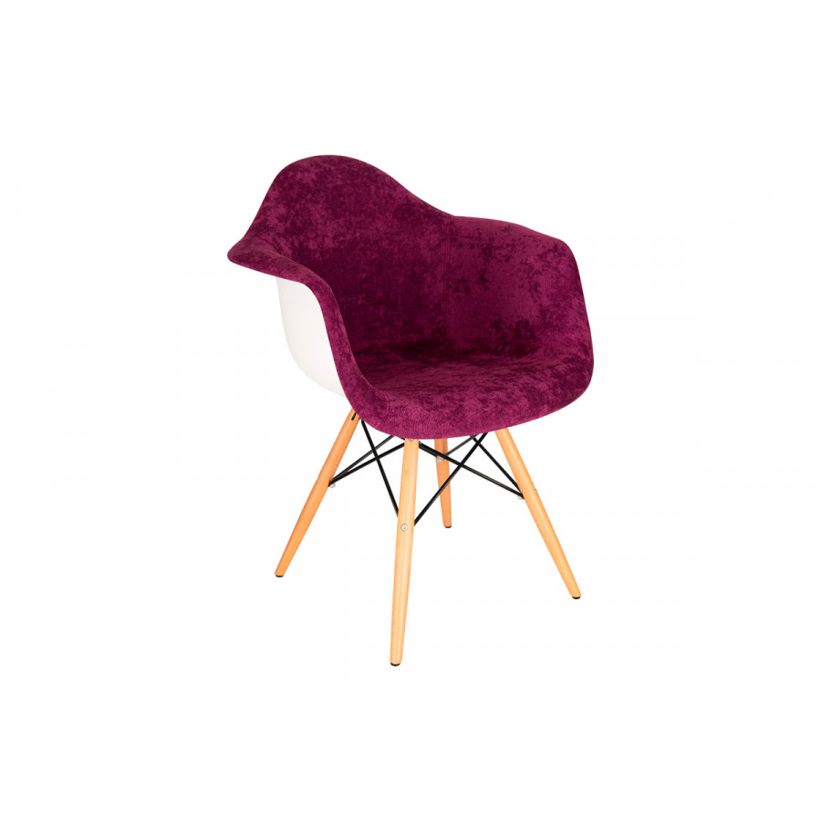 LeisureMod Willow Velvet Eiffel Wooden Base Accent Chair - Purple