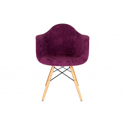 LeisureMod Willow Velvet Eiffel Wooden Base Accent Chair - Purple