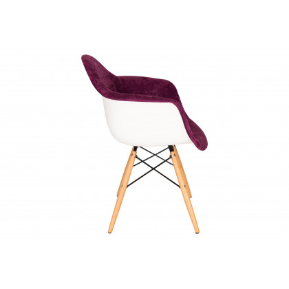 LeisureMod Willow Velvet Eiffel Wooden Base Accent Chair - Purple