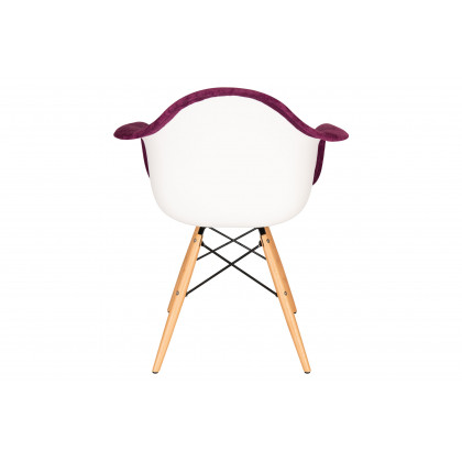 LeisureMod Willow Velvet Eiffel Wooden Base Accent Chair - Purple