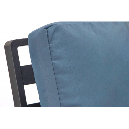 LeisureMod Walbrooke Modern Black Patio Conversation With Square Fire Pit & Tank Holder - Navy Blue