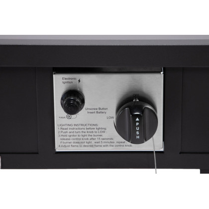 LeisureMod Walbrooke Modern Black Patio Conversation With Square Fire Pit & Tank Holder - Red