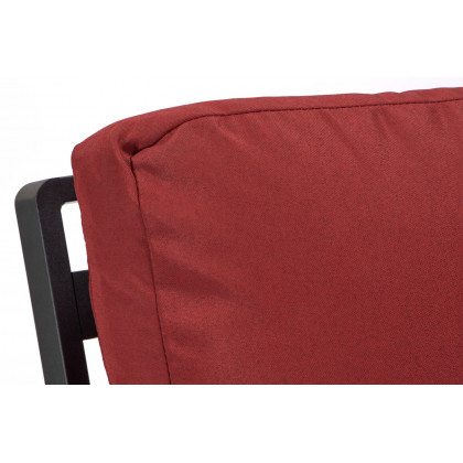 LeisureMod Walbrooke Modern Black Patio Conversation With Square Fire Pit & Tank Holder - Red