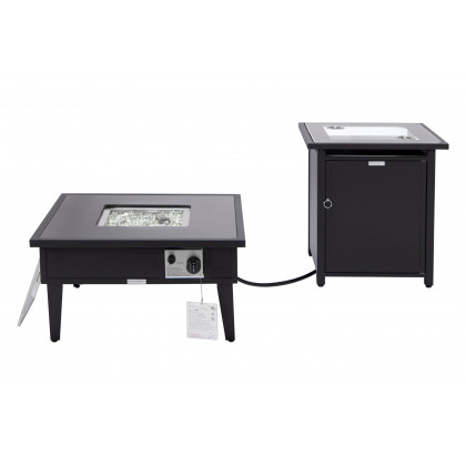 LeisureMod Walbrooke Outdoor Patio Square Fire Pit and Tank Holder - Black