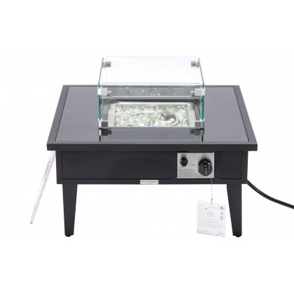 LeisureMod Walbrooke Modern Outdoor Square Fire Pit Table with Powder-Coated Aluminum Frame - Black