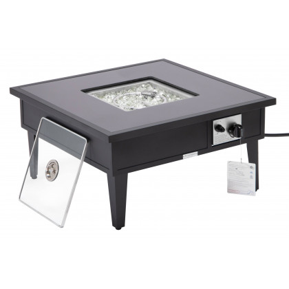 LeisureMod Walbrooke Modern Outdoor Square Fire Pit Table with Powder-Coated Aluminum Frame - Black