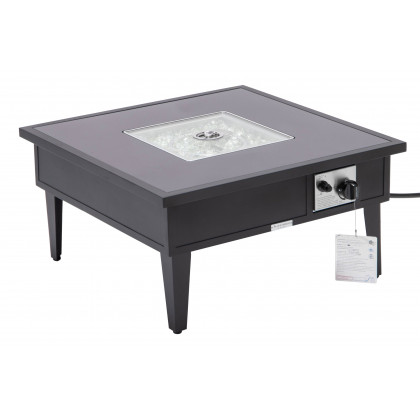 LeisureMod Walbrooke Modern Outdoor Square Fire Pit Table with Powder-Coated Aluminum Frame - Black