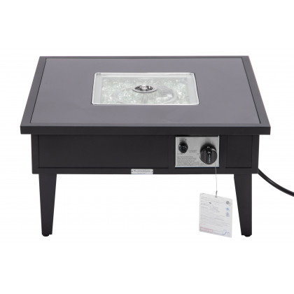 LeisureMod Walbrooke Modern Outdoor Square Fire Pit Table with Powder-Coated Aluminum Frame - Black