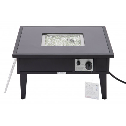 LeisureMod Walbrooke Modern Outdoor Square Fire Pit Table with Powder-Coated Aluminum Frame - Black