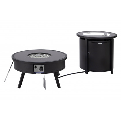 LeisureMod Walbrooke Outdoor Patio Round Fire Pit and Tank Holder - Black