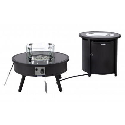 LeisureMod Walbrooke Outdoor Patio Round Fire Pit and Tank Holder - Black