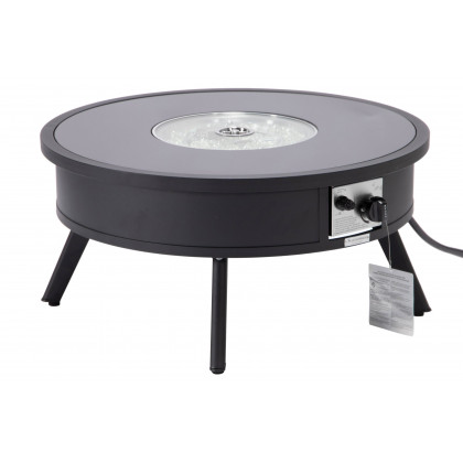 LeisureMod Walbrooke Outdoor Patio Round Fire Pit and Tank Holder - Black