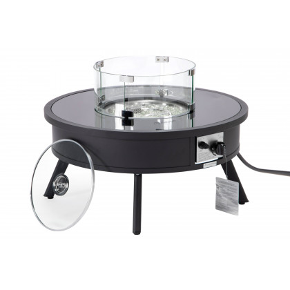LeisureMod Walbrooke Outdoor Patio Round Fire Pit and Tank Holder - Black