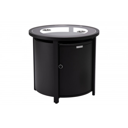 LeisureMod Walbrooke Outdoor Patio Round Fire Pit and Tank Holder - Black