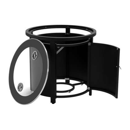 LeisureMod Walbrooke Outdoor Patio Round Fire Pit and Tank Holder - Black