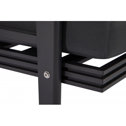 LeisureMod Walbrooke Modern Outdoor Patio Loveseat with Black Aluminum Frame and Removable Cushions - Charcoal