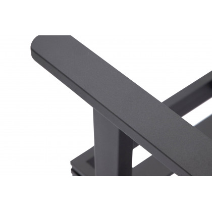 LeisureMod Walbrooke Modern Outdoor Patio Loveseat with Black Aluminum Frame and Removable Cushions - Charcoal