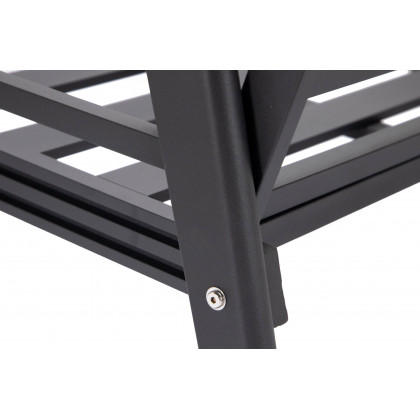 LeisureMod Walbrooke Modern Outdoor Patio Loveseat with Black Aluminum Frame and Removable Cushions - Charcoal