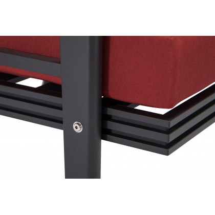 LeisureMod Walbrooke Modern Outdoor Patio Loveseat with Black Aluminum Frame and Removable Cushions - Red