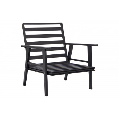 LeisureMod Walbrooke Modern 3-Piece Outdoor Patio Set with Black Aluminum Frame - Beige