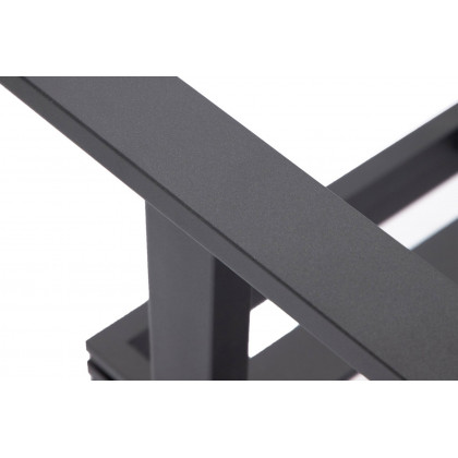 LeisureMod Walbrooke Modern Black Patio Conversation With Square Fire Pit With Slats Design & Tank Holder - Charcoal