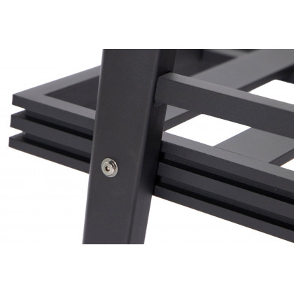 LeisureMod Walbrooke Modern Black Patio Conversation With Square Fire Pit With Slats Design & Tank Holder - Charcoal