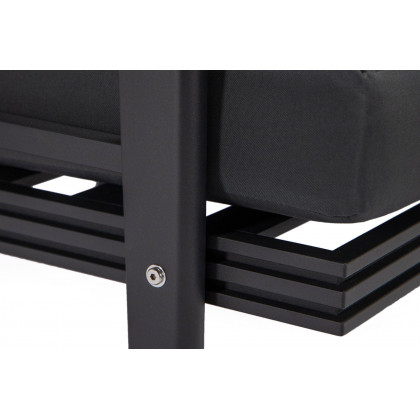 LeisureMod Walbrooke Modern Black Patio Conversation With Square Fire Pit With Slats Design & Tank Holder - Charcoal