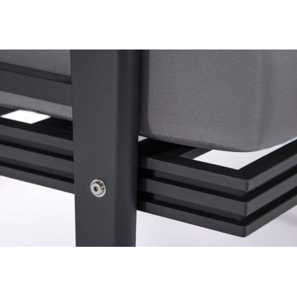 LeisureMod Walbrooke Modern Black Patio Conversation With Square Fire Pit With Slats Design & Tank Holder - Gray