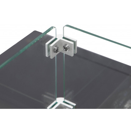 LeisureMod Walbrooke Modern Outdoor Square Fire Pit Table with Powder-Coated Aluminum Frame and Slats Design - Black
