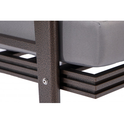 LeisureMod Walbrooke Modern Brown Patio Conversation With Square Fire Pit & Tank Holder - Gray